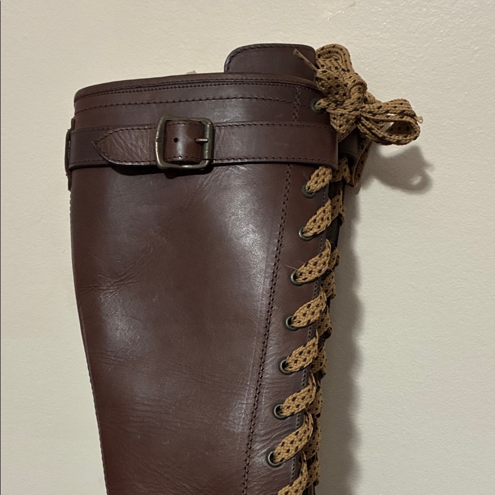 Frye Jenna Cap Toe lace-up boots in brown leather size 7B - Picture 8 of 12